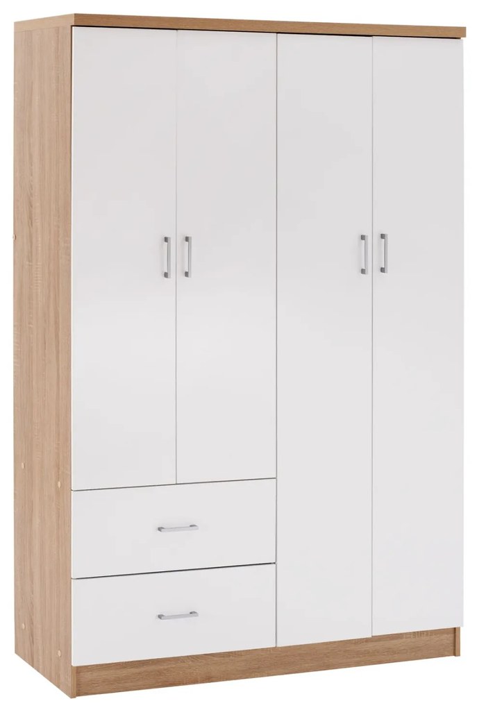 Ντουλάπα 4φυλλη Με 2 Συρτάρια Blakely Sonama Λευκή 120x42,5x180,5 Εκ.