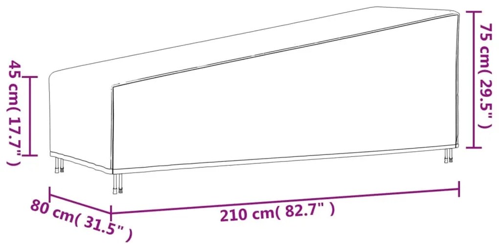 Καλύμματα Ξαπλώστρας 2 τεμ. Μαύρα 210x80x45/75 εκ. Ύφ. Oxford - Μαύρο