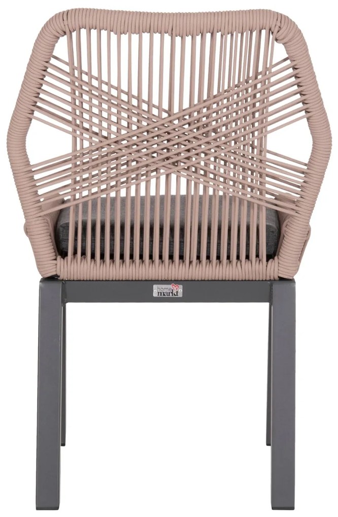 Καρέκλα HOWARD C5547.12 Αλουμίνιο Ανθρακί με Σχοινί και Μαξιλάρι Μπέζ 55,5x60x84,5Υ εκ. 4αδα 55.5x60x84.5 εκ.