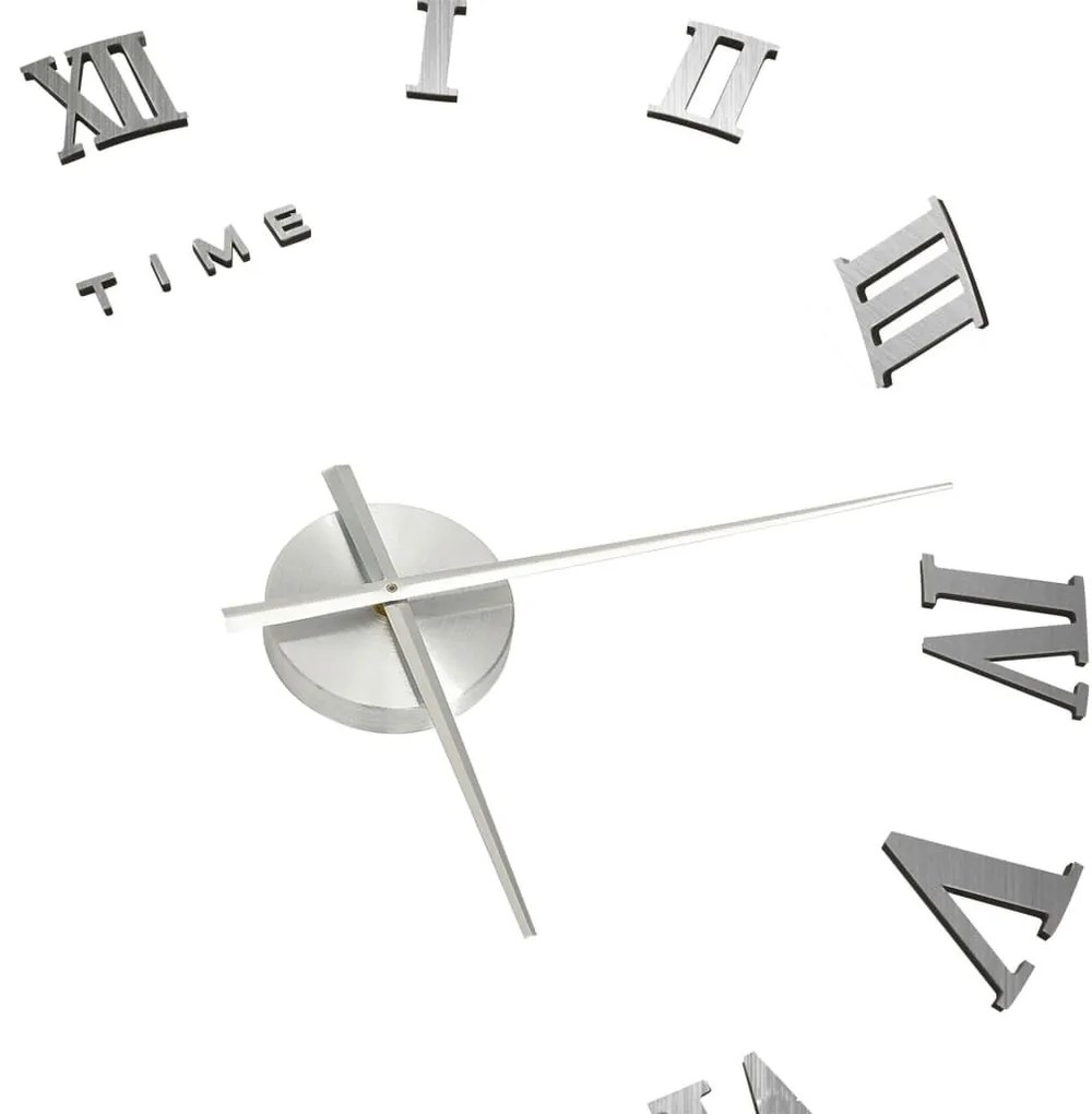 Ρολόι Τοίχου Τρισδιάστατο Μοντέρνο Ασημί 100 εκ. XXL - Ασήμι