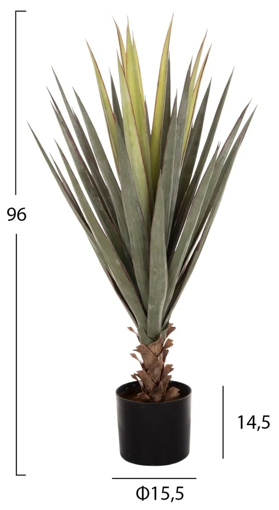 Διακοσμητικό Συνθετικό Φυτό Sisal Agave Σε Γλάστρα Φ15,5x14,5-96Υεκ.