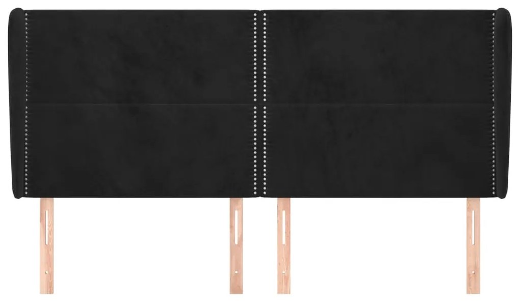Κεφαλάρι με Πτερύγια Μαύρο 203x23x118/128 εκ. Βελούδινο 3117884