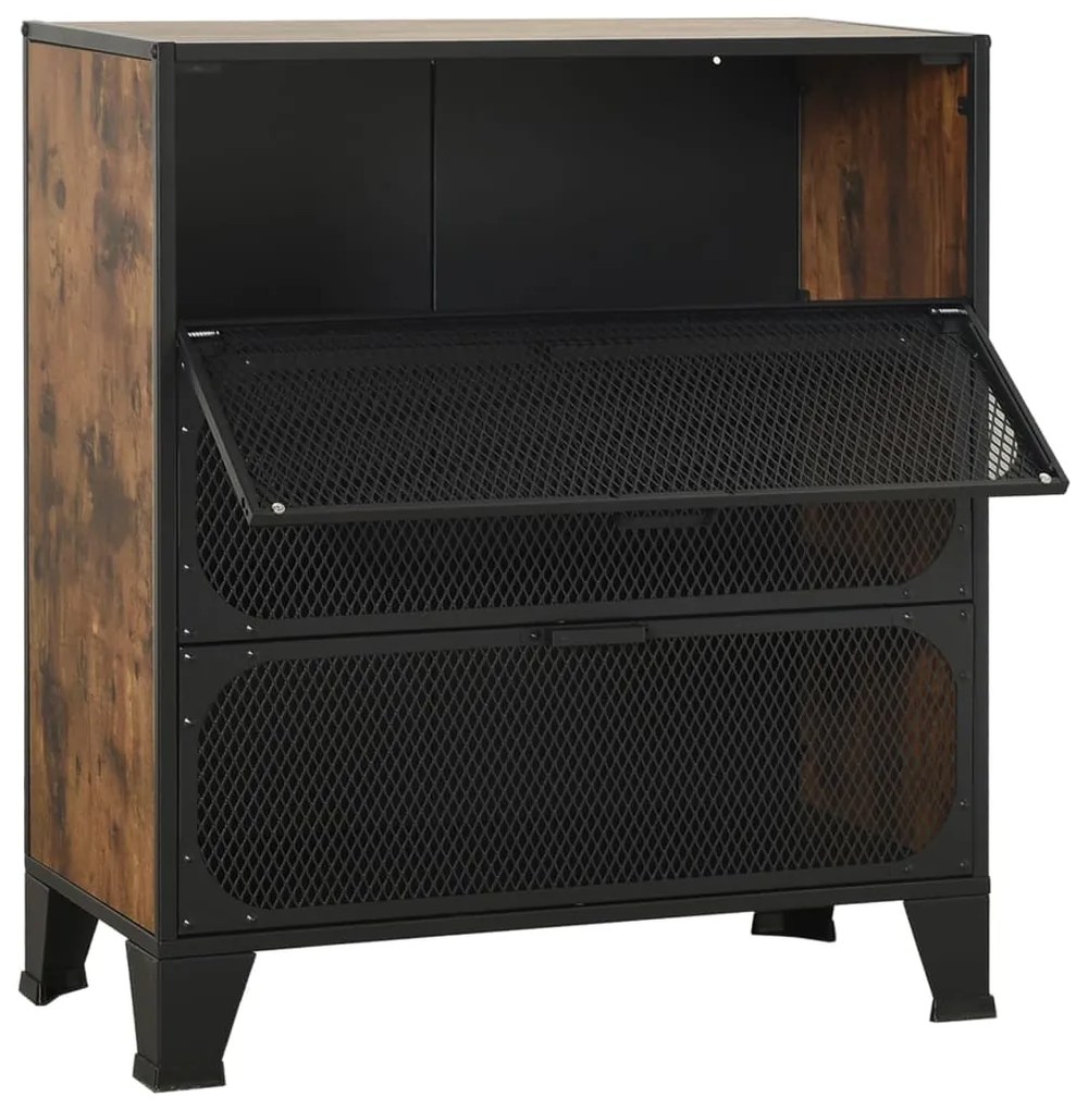 vidaXL Ντουλάπι Αποθήκευσης Ρουστίκ Καφέ 72x36x82 εκ. Μέταλλο / MDF