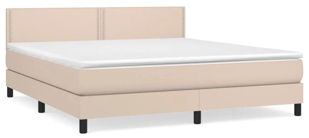 vidaXL Κρεβάτι Boxspring με Στρώμα Καπουτσίνο 180x200 εκ. Συνθ. Δέρμα