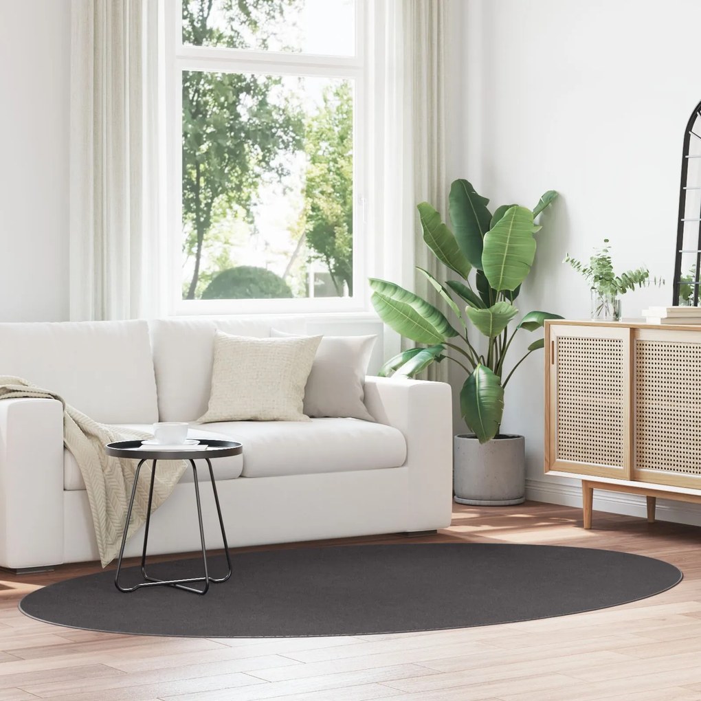 Χαλιά Ανθρακί Πολυεστέρας 160 x 230 cm Χαλί Accent Στρογγυλό