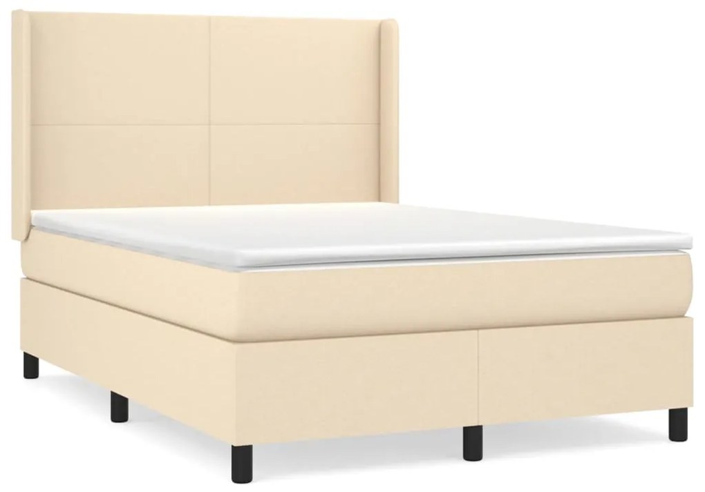 vidaXL Κρεβάτι Boxspring με Στρώμα Κρεμ 140x190 εκ. Υφασμάτινο