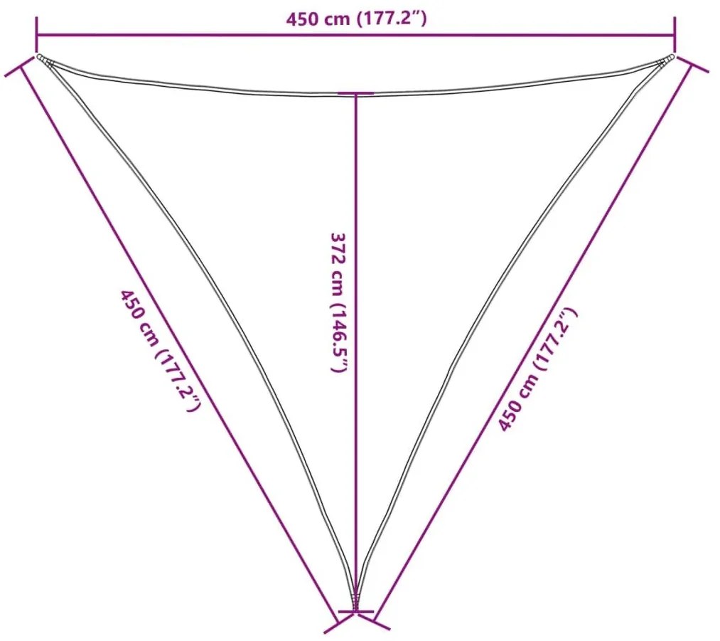 Πανί Σκίασης Τρίγωνο Καφέ 4,5 x 4,5 x 4,5 μ. από Ύφασμα Oxford - Καφέ