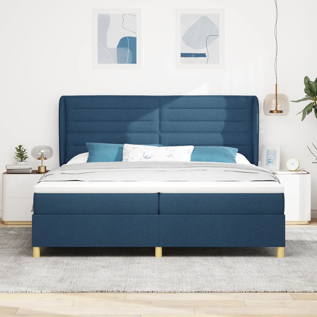 vidaXL Κρεβάτι με στρώμα μπλε 200x200 cm ύφασμα