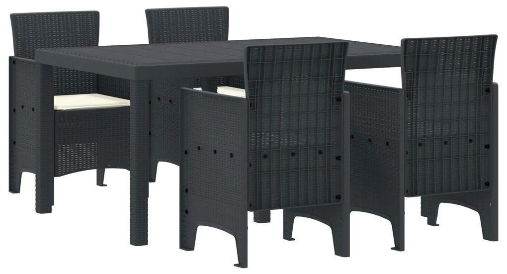 vidaXL Σετ τραπεζαρίας κήπου 5 pcs Ανθρακί 150 x 100 x 73 εκ. PE Ρατάν