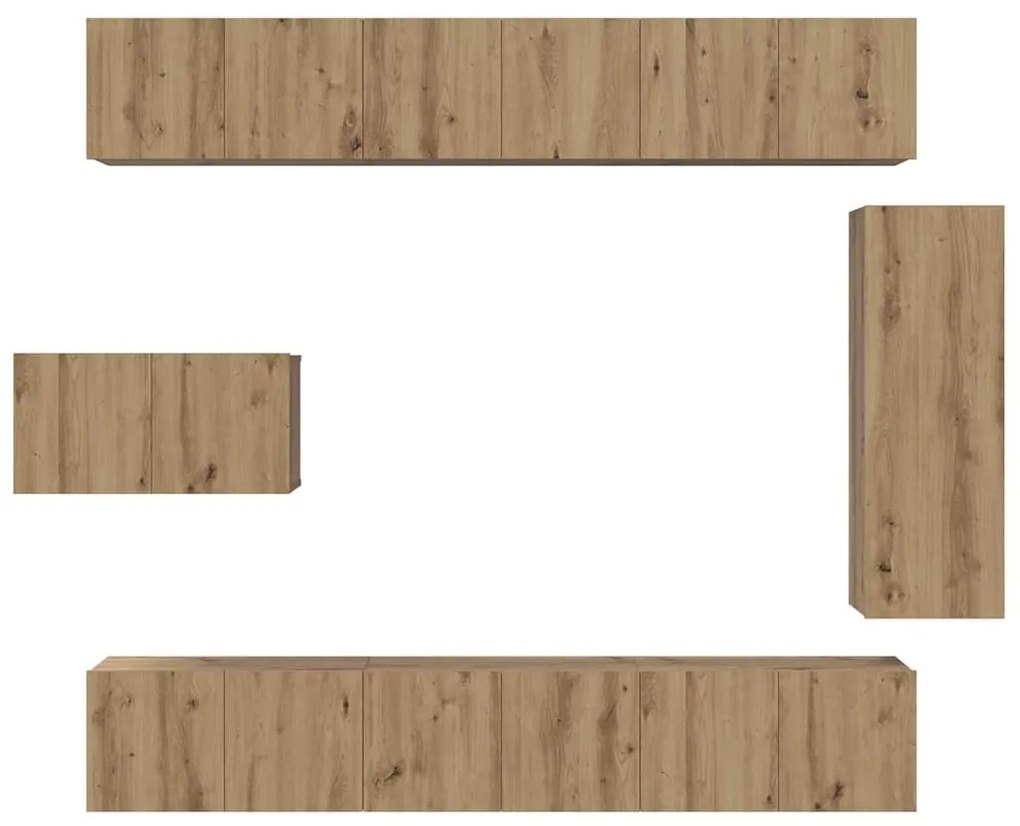 vidaXL Σετ επίπλου τηλεόρασης 8 pcs Artisan Oak Επεξεργασμένο ξύλο
