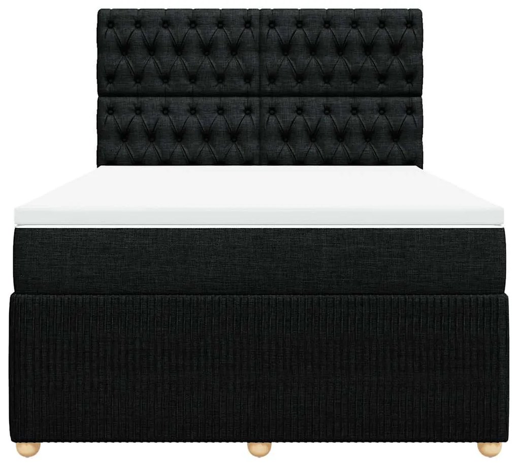 vidaXL Κρεβάτι Boxspring με Στρώμα Μαύρο 140x190 εκ. Υφασμάτινο