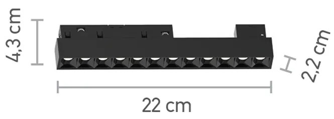 Φωτιστικό LED 12W 4000K για μαγνητική ράγα σε μαύρη απόχρωση D:22cmX4,3cm (T01302-BL) - T01302-BL - 1.5W - 20W - T01302-BL