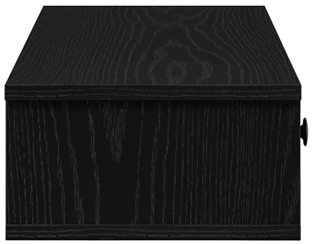 Ράφι τοίχου με συρτάρια Μαύρο 100x37,5x19 cm Ξύλινη κατασκευή - Μαύρο