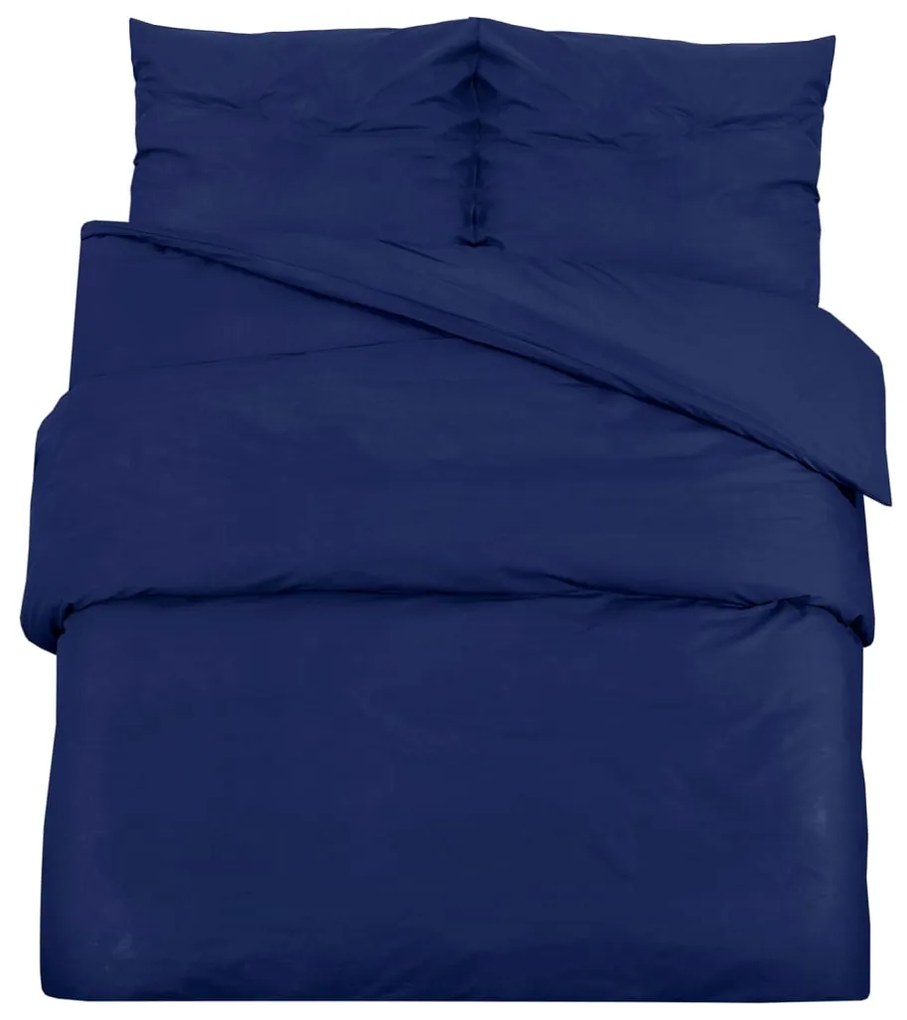 vidaXL Σετ Παπλωματοθήκη  Ναυτικό μπλε 135x200 cm Βαμβακερό