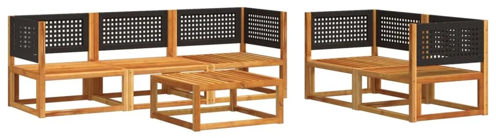 vidaXL Σετ Καναπέδων Κήπου 6 Τεμαχίων με Μαξιλάρια από Ξύλο Ακακίας και Ρατάν