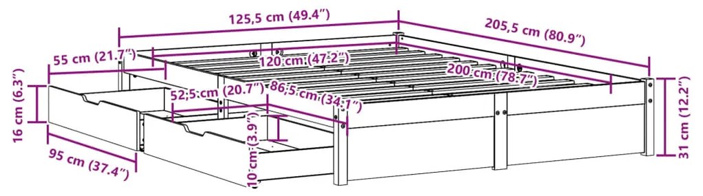 ΣΚΕΛΕΤΟΣ ΚΡΕΒ. ΧΩΡΙΣ ΣΤΡΩΜΑ ΛΕΥΚΟ 120X200 ΕΚ ΜΑΣΙΦ ΠΕΥΚΟ 3301661