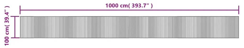 Χαλί Ορθογώνιο Γκρι 100 x 1000 εκ. Μπαμπού - Γκρι