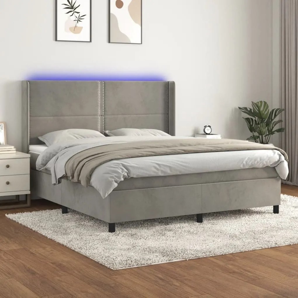 ΚΡΕΒΑΤΙ BOXSPRING ΜΕ ΣΤΡΩΜΑ &amp; LED ΑΝ.ΓΚΡΙ 180X200 ΕΚ. ΒΕΛΟΥΔΙΝΟ 3139517