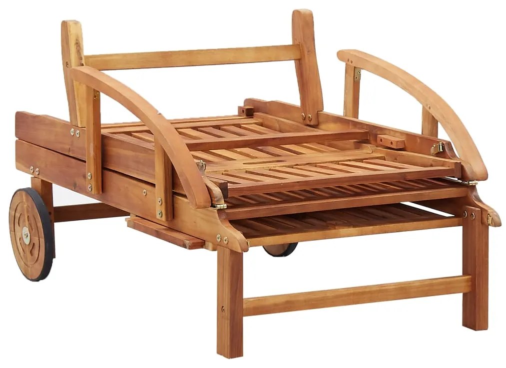 vidaXL Ξαπλώστρα από Μασίφ Ξύλο Ακακίας με Μαξιλάρι