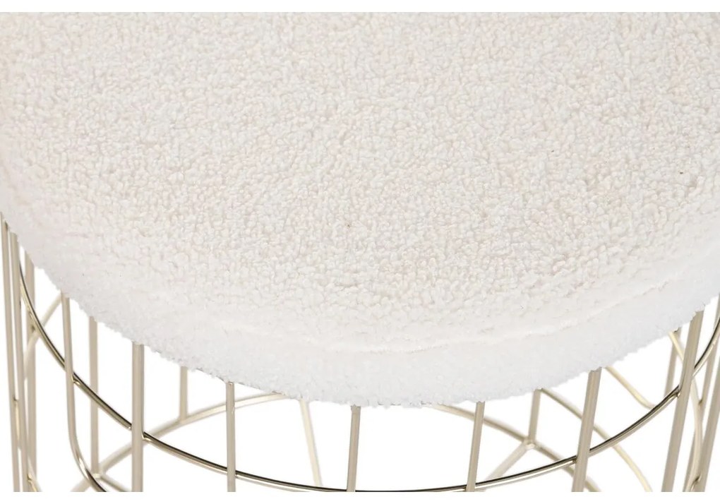 Υποπόδια DKD Home Decor Μπεζ Χρυσό Μέταλλο πολυεστέρας Λευκό Σύγχρονη (38 x 38 x 44 cm) (35 x 35 x 40 cm)