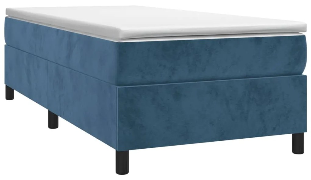 vidaXL Κρεβάτι Boxspring με Στρώμα Σκούρο Μπλε 90x200 εκ. Βελούδινο