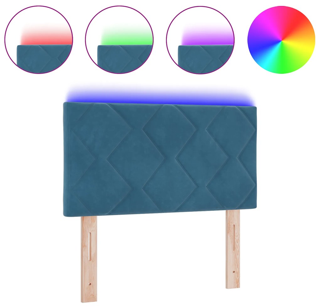 vidaXL LED Προσκέφαλο Σχεδιασμός Diamond Blocks Μπλε 80 cm Βελούδο