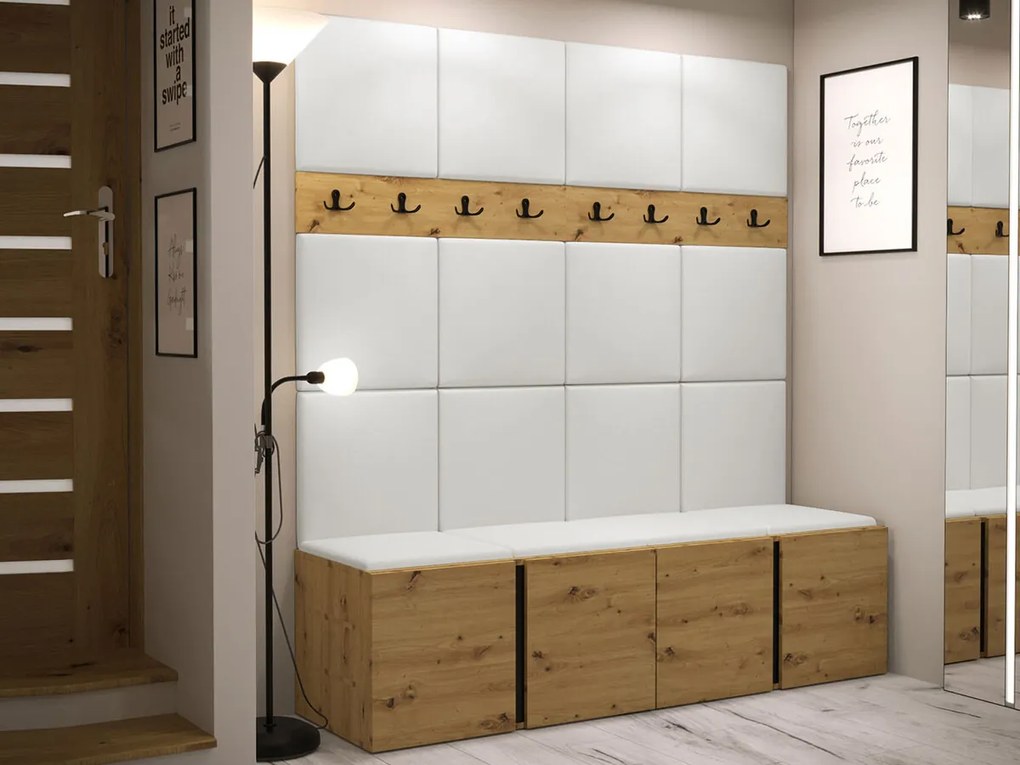 Σετ διαδρόμου Hartford 268, 186x168x46cm, 27 kg, Artisan δρυς, Πλαστικοποιημένη μοριοσανίδα, Οικολογικό δέρμα, Εντοιχισμένη, Τοίχου | Epipla1.gr