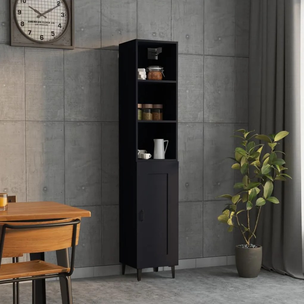 vidaXL Ντουλάπι Μαύρο 34,5 x 34 x 180 εκ. από Επεξεργασμένο Ξύλο