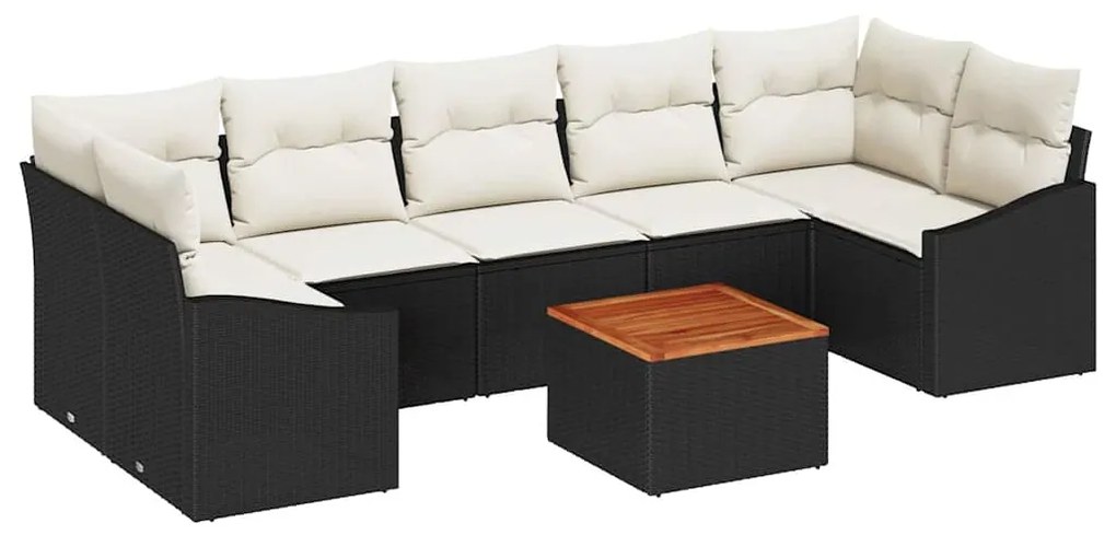 vidaXL Σετ Καναπέ Κήπου με μαξιλάρι 8 pcs Μαύρο συνθετικό ρατάν