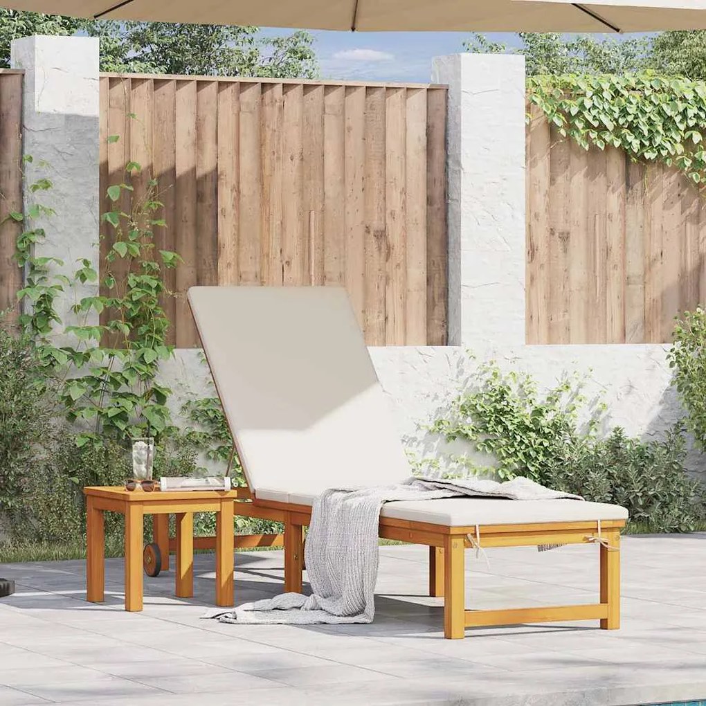 Ξαπλώστρα 1-πρόσωπο Καφέ 53 x 202 x 89εκ Μασίφ ξύλο ακακίας