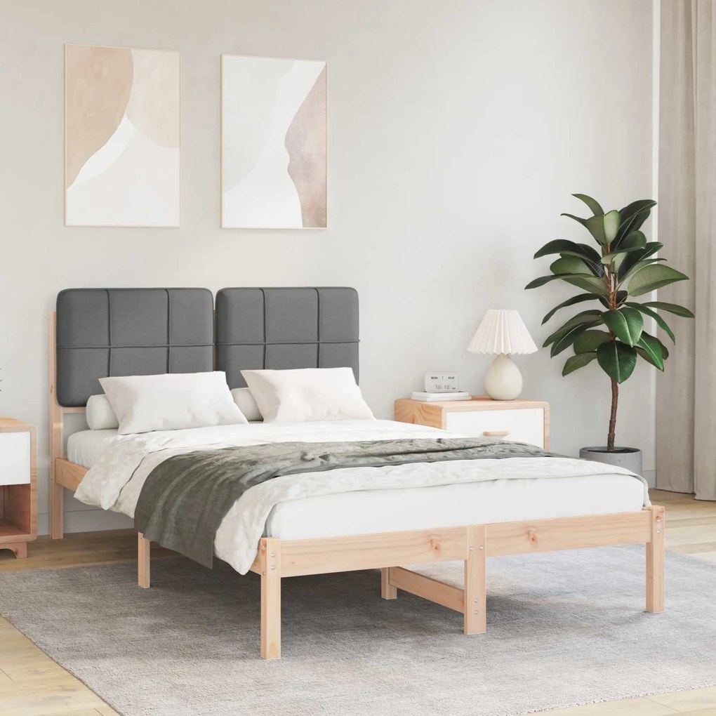 vidaXL Σκελετός Κρεβατιού με Επενδεδυμένο Κεφαλάρι Σκούρο Γκρι