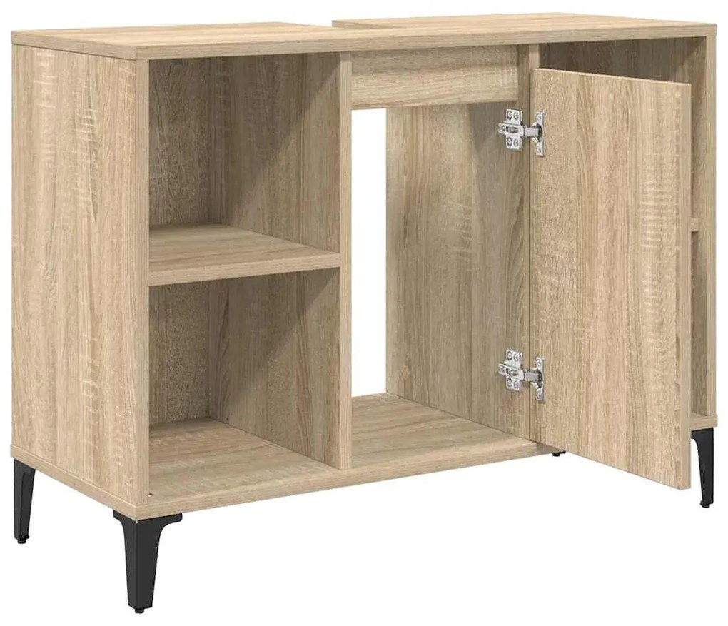 vidaXL Ντουλάπι νιπτήρα με ράφι με πόρτα Δρύς Sonoma 80 x 33 x 60 εκ