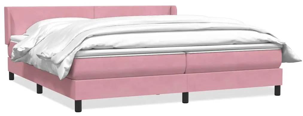 vidaXL Κρεβάτι Boxspring με Στρώμα Ροζ 200x210 εκ. Βελούδινο