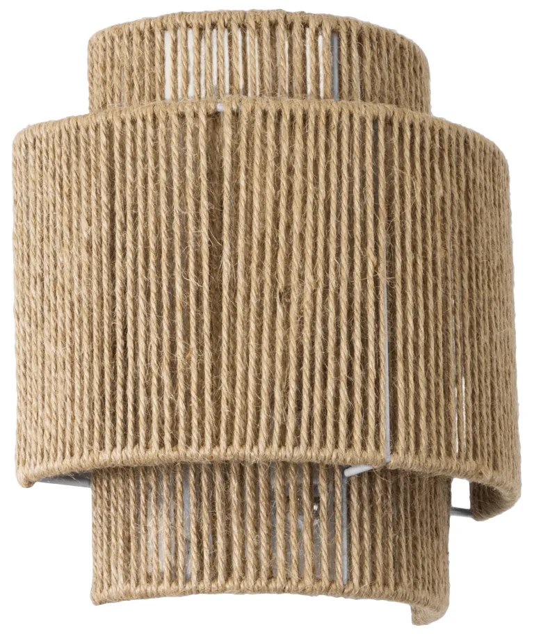 02322 GloboStar®  MABANA 02322 Boho Επιτοίχιο Φωτιστικό Απλίκα Μονόφωτο 1 x E27 IP20 Μπεζ Σχοινί - Μ23 x Π11 x Υ25cm