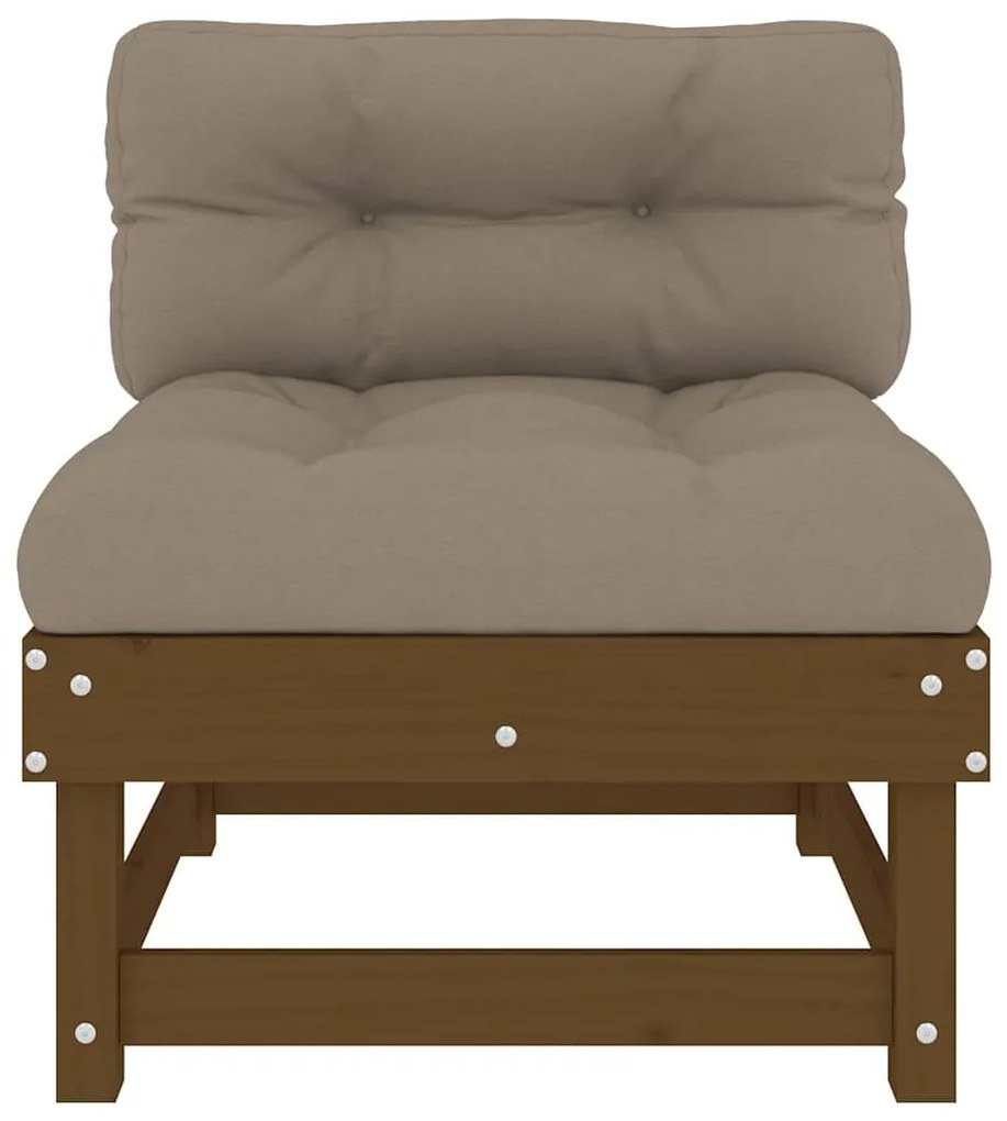 vidaXL Καναπέδες Μεσαίοι με Μαξιλάρια 2 τεμ. Μελί Μασίφ Ξύλο Πεύκου