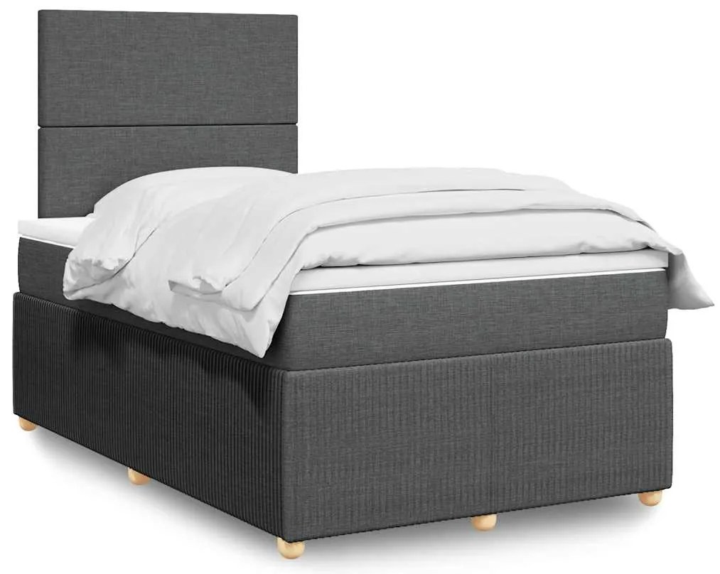 vidaXL Κρεβάτι Boxspring με Στρώμα Σκούρο Γκρι 120x200 εκ. Υφασμάτινο