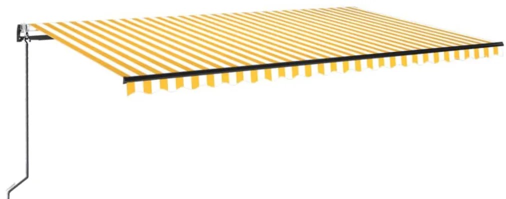 vidaXL Τέντα Αυτόματη με LED &amp; Αισθ. Ανέμου Κίτρινο/Λευκό 500x300 εκ.