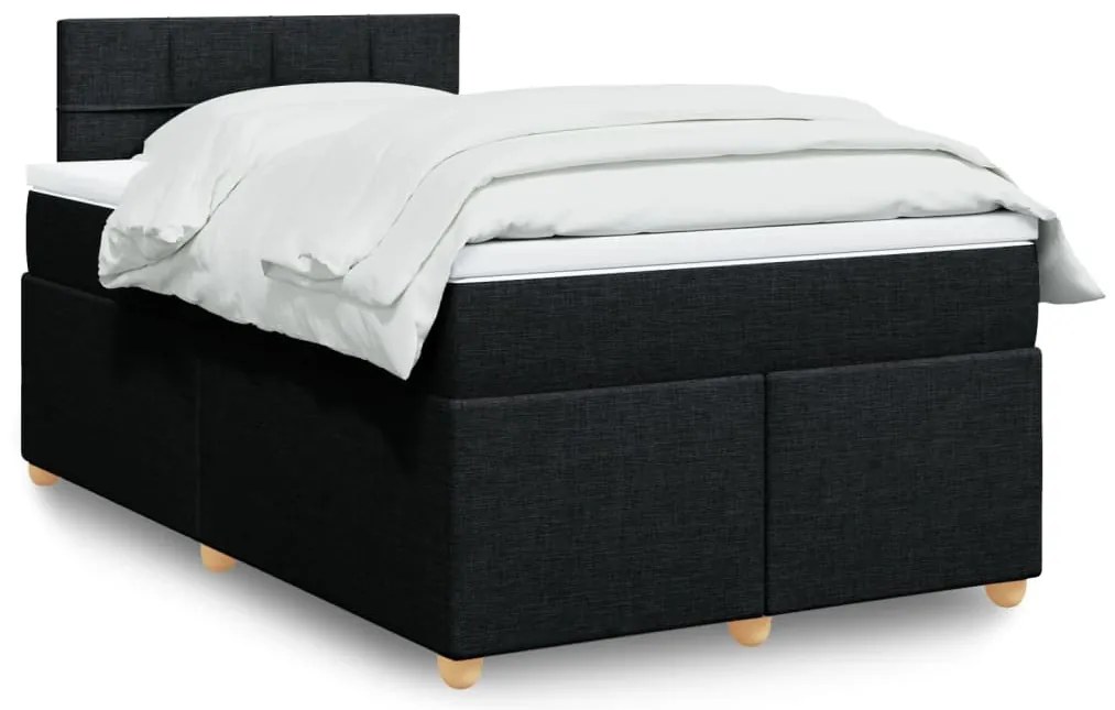 vidaXL Κρεβάτι Boxspring με Στρώμα Μαύρο 120x190 εκ. Υφασμάτινο