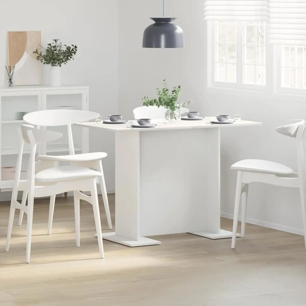 vidaXL Τραπεζαρία Λευκό 110 x 60 x 75 cm Επεξεργασμένο ξύλο