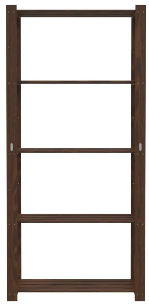vidaXL Ραφιέρα με 5 Ράφια Καφέ 80 x 38 x 170 εκ. Μασίφ Ξύλο Πεύκου