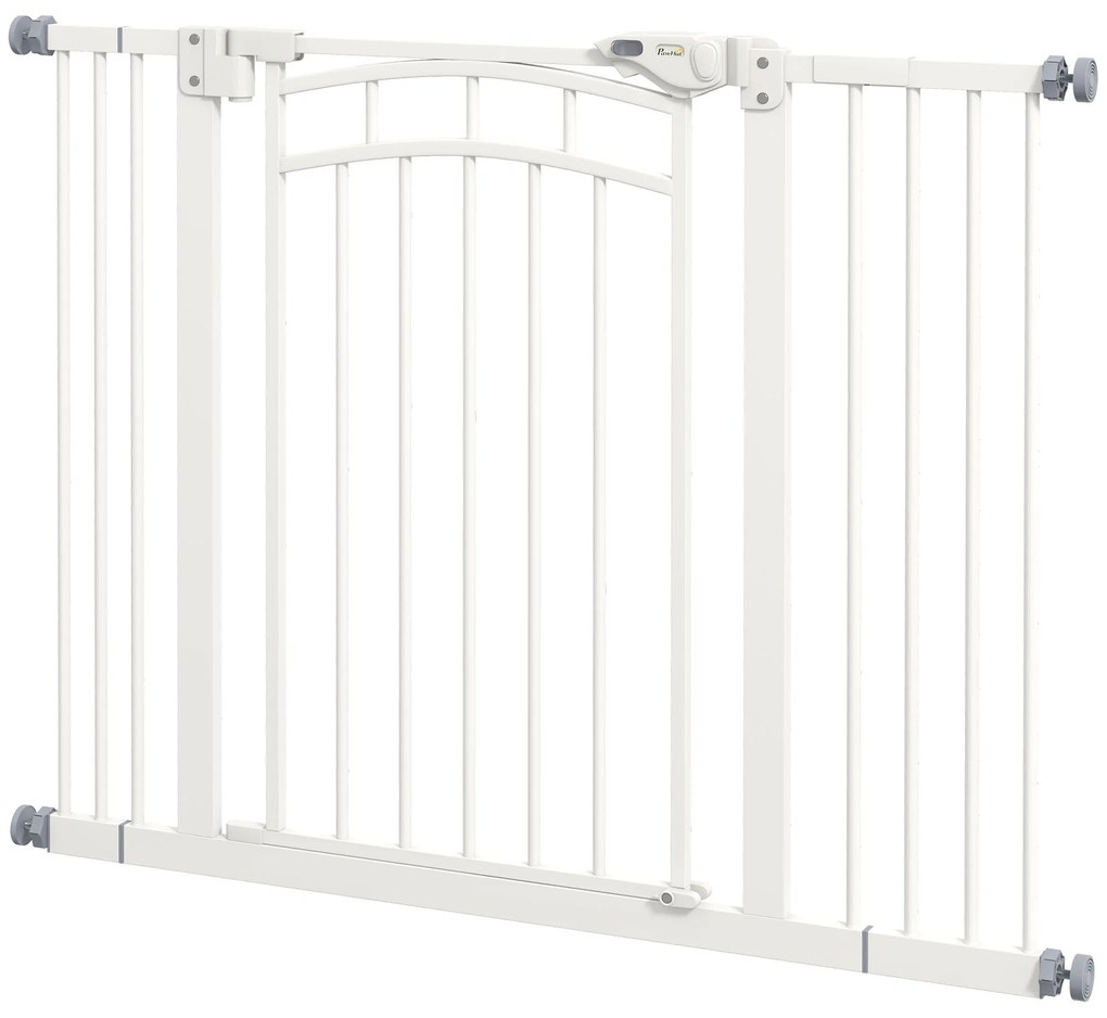 PawHut Πόρτα Ασφαλείας για Σκύλους, Αυτόματο Κλείσιμο, Λειτουργία με Ένα Χέρι, 100 cm x 4 cm x 76 cm, Λευκό