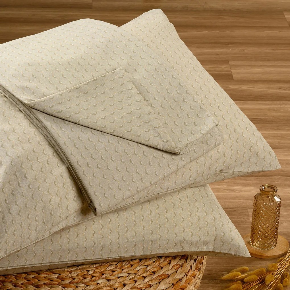 Σεντόνι King Size Με Λάστιχο + Μαξιλαροθήκες Melinen Casual Line Mini Layla Beige