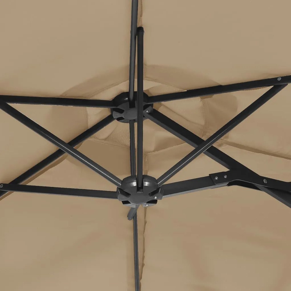 Ομπρέλα Κήπου με Διπλή Κορυφή και LED Taupe 316 x 240 εκ. 362972