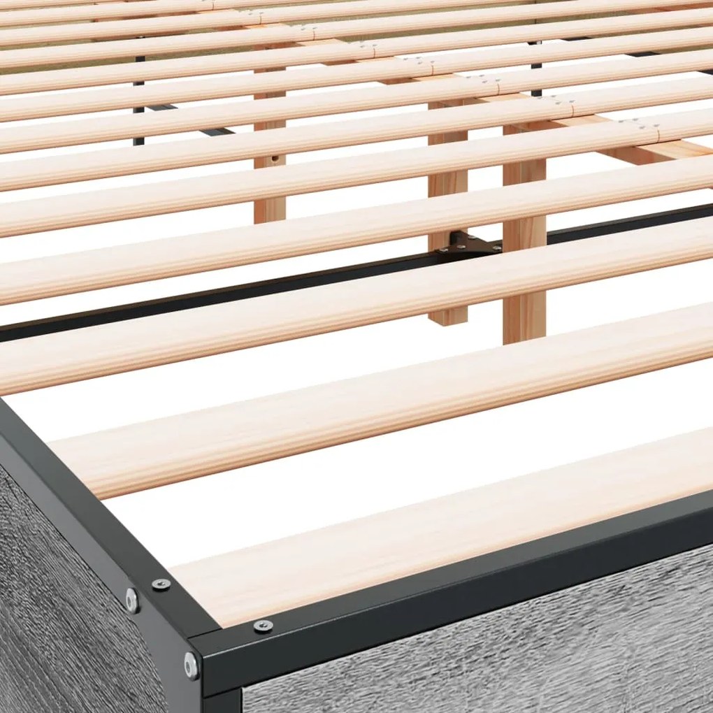 vidaXL Πλαίσιο Κρεβατιού Γκρι Sonoma 140x200 εκ. Επεξ. Ξύλο &amp; Μέταλλο
