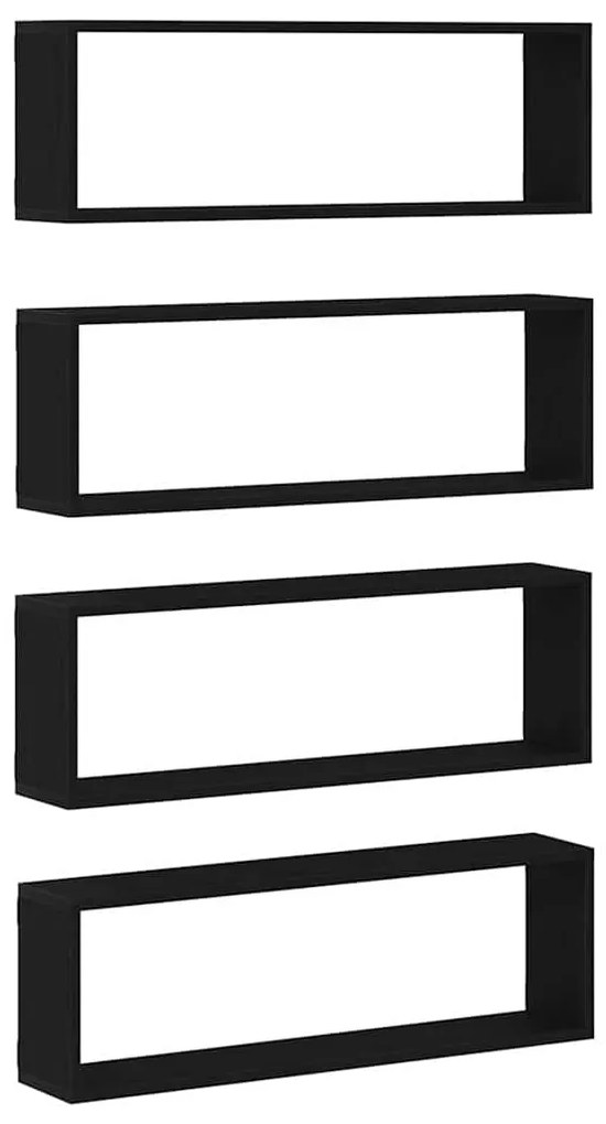 vidaXL Ράφι Τοίχου με ράφι Επιτοίχιο 4 pcs Μαύρη Δρυς 80 x 15 x 26 εκ.