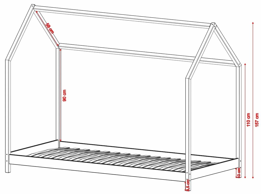 Kρεβάτι Σπιτάκι Montessori Lucky από μασίφ ξύλο Natural  100×200cm (Δώρο 10% Έκπτωση στο Στρώμα)