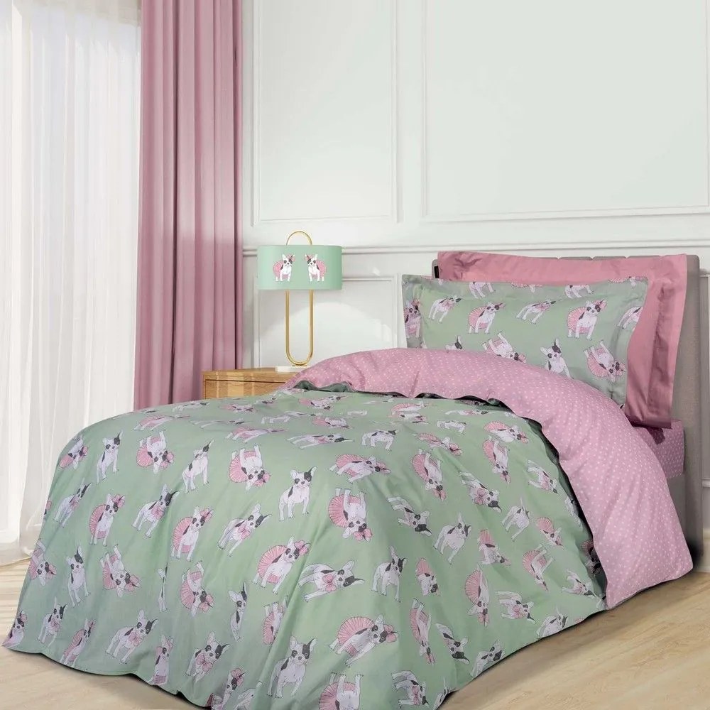 Σεντόνια Παιδικά 8826 (Σετ 3τμχ) Mint-Pink Greenwich Polo Club Μονό 170x260cm 100% Βαμβάκι