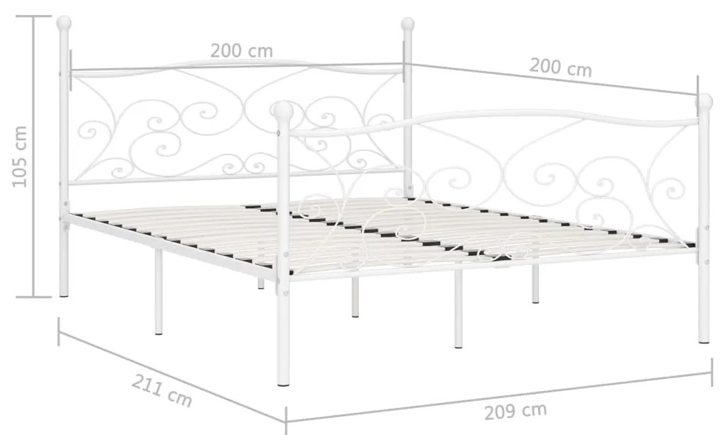 vidaXL Πλαίσιο Κρεβατιού με Τελάρο Λευκό 200 x 200 εκ. Μεταλλικό