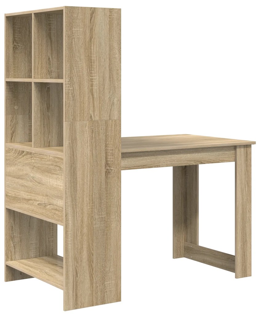 vidaXL Γραφείο με ράφι με αποθήκευση Sonoma Δρυς 122 x 67 x 145 εκ.