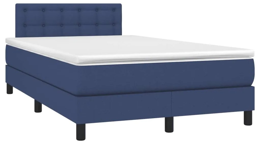 vidaXL Κρεβάτι Boxspring με Στρώμα Μπλε 120x190 εκ. Υφασμάτινο